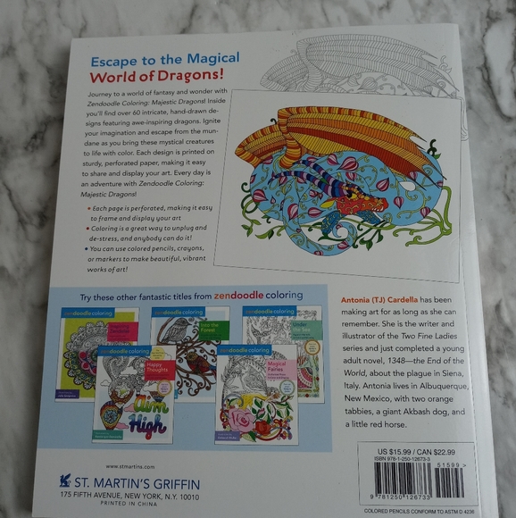 Majestic Dragons Adult Coloring Book w/Pencils NEW - Picture 2 of 8